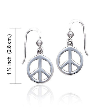 Peace Sign Silver Dangle Earrings TE2628 - Jewelry